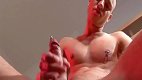 Sexy blonde fucked by a toy